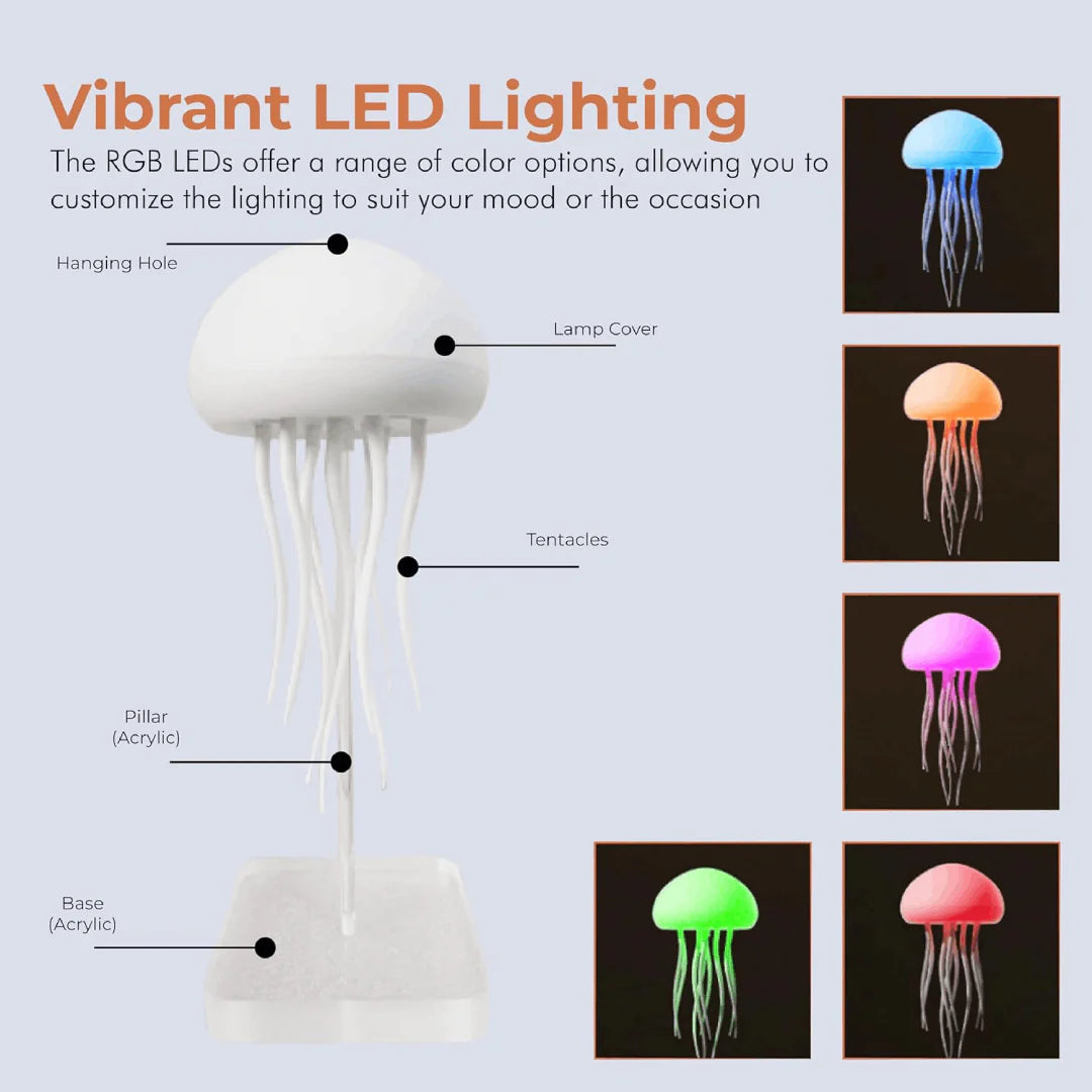 RGB LED Jellyfish Lamp with Voice Control – Color-Changing Ambient Night Light
